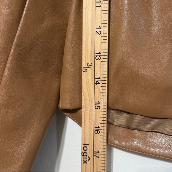 NEW Abercrombie & Fitch Cropped Vegan Leather Jacket Blazer Tan size small NWOT - Picture 7 of 7